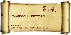 Poparadu Asztrid névjegykártya